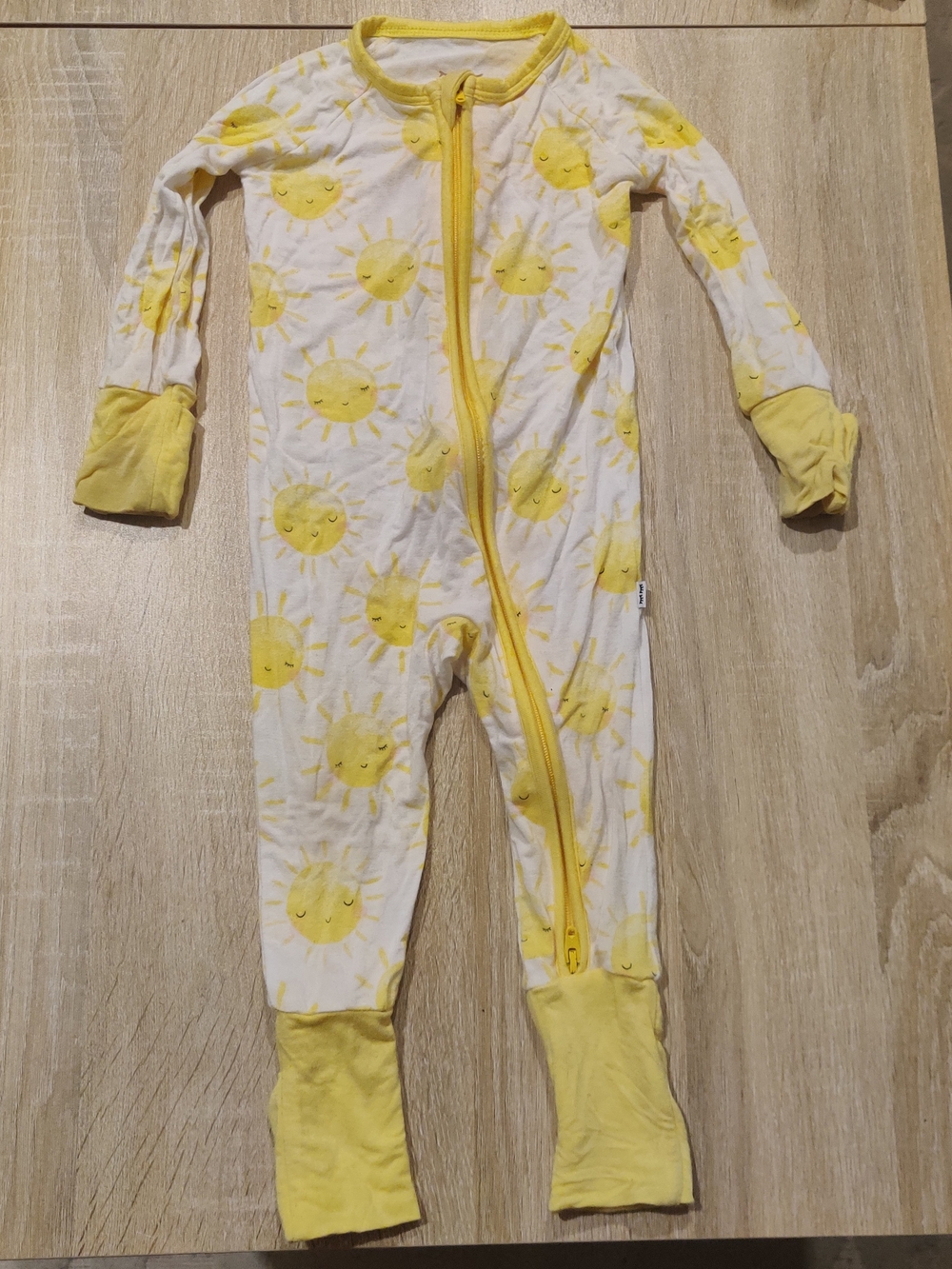 Little Sleepies Yellow Sun Print One-Piece Footie Size 3-6mo **Flaws